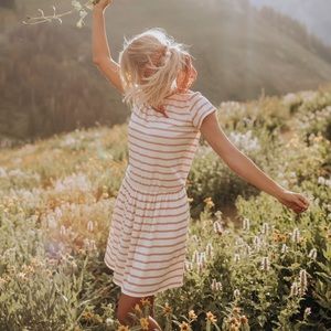 Albion Alta Crimson Striped Knit Shirt Dress